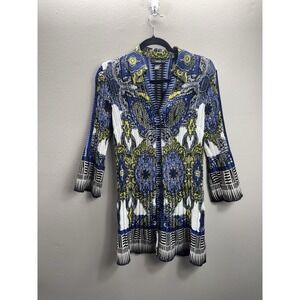 Alfani Pleated Paisley Print Button Down Tunic Top Size 12